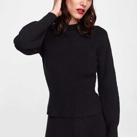 MWT ZARA MINIMAL COLLECTION PUFF SLEEVE SWEATER - Picture 3 of 7